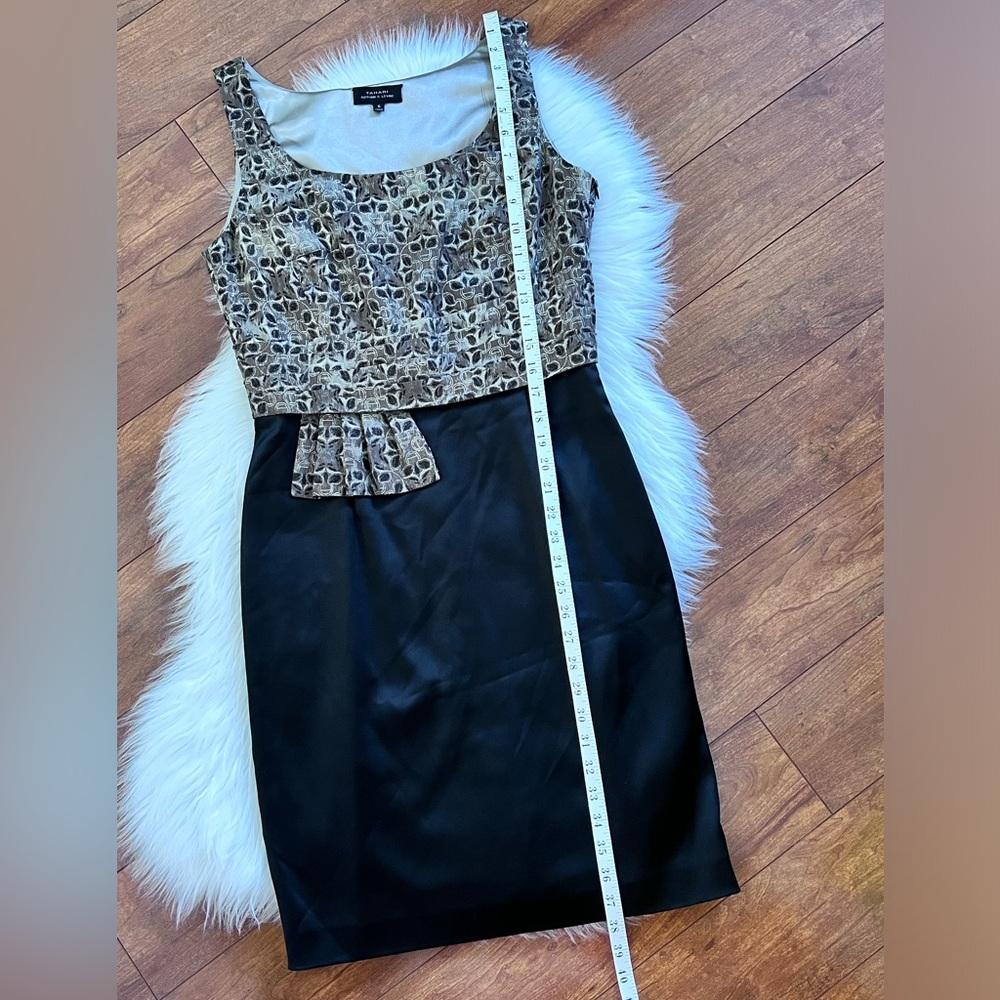 Tahari ASL Gold Metallic & Black Cocktail Dress Size 6 - Picture 5 of 5